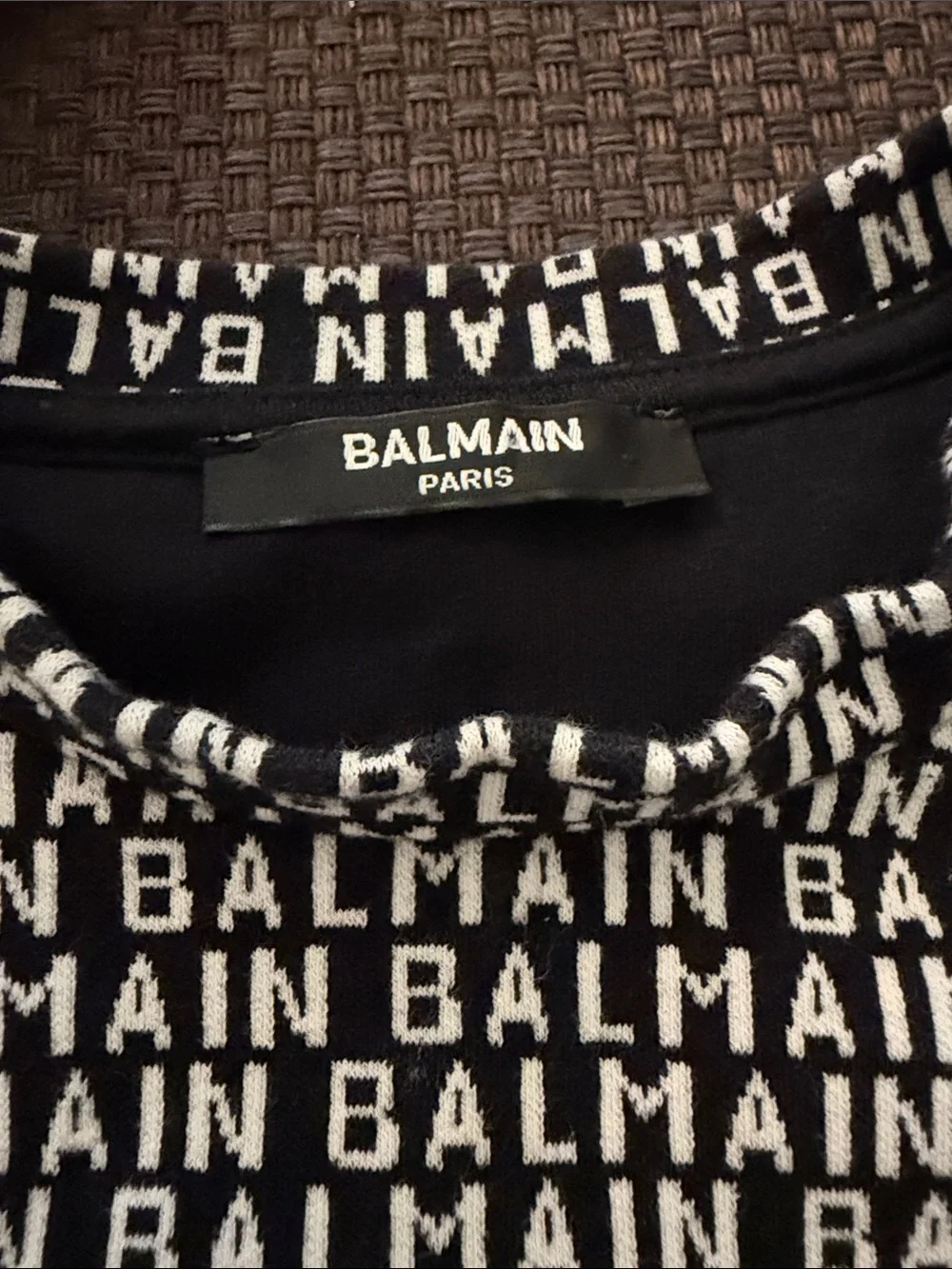 Balmain Kids Black & White Monogram Crewneck Sweater 18M